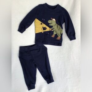 Boys 12 month casual set navy blue with dinosaur